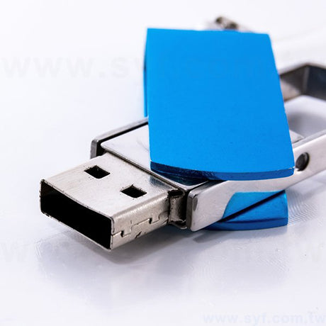 隨身碟-商務禮贈品-藍色交叉旋轉金屬USB隨身碟-客製隨身碟容量-採購推薦股東會贈品