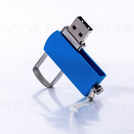 隨身碟-商務禮贈品-藍色交叉旋轉金屬USB隨身碟-客製隨身碟容量-採購推薦股東會贈品