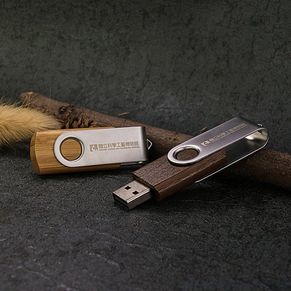 金屬木質隨身碟-原木金屬禮贈品USB-木製金屬旋轉隨身碟-客製隨身碟容量可印製企業logo-採購訂製印刷推薦禮品