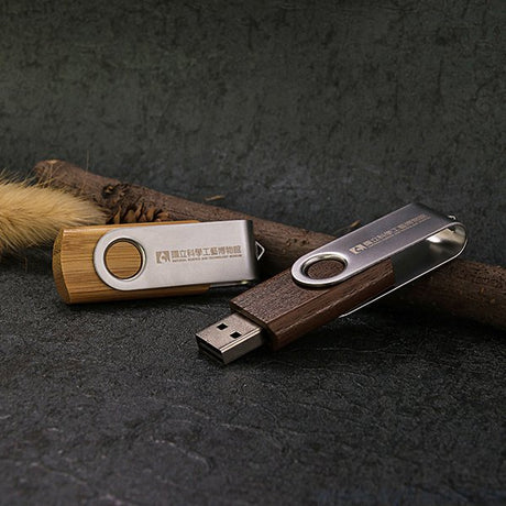 金屬木質隨身碟-原木金屬禮贈品USB-木製金屬旋轉隨身碟-客製隨身碟容量可印製企業logo-採購訂製印刷推薦禮品
