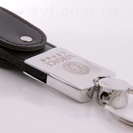 皮製隨身碟-鑰匙圈禮贈品USB-金屬皮環革材質隨身碟-採購訂製印刷推薦禮品