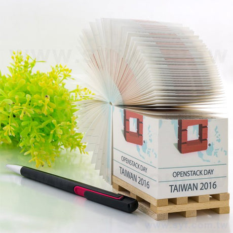 紙磚-方形創意便條紙-五面雙色印刷-禮贈品客製便條紙-加棧板